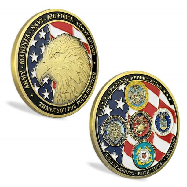 Challenge Coin US Military Happy Holiday Army Navy Air Force Marines Coast Guard